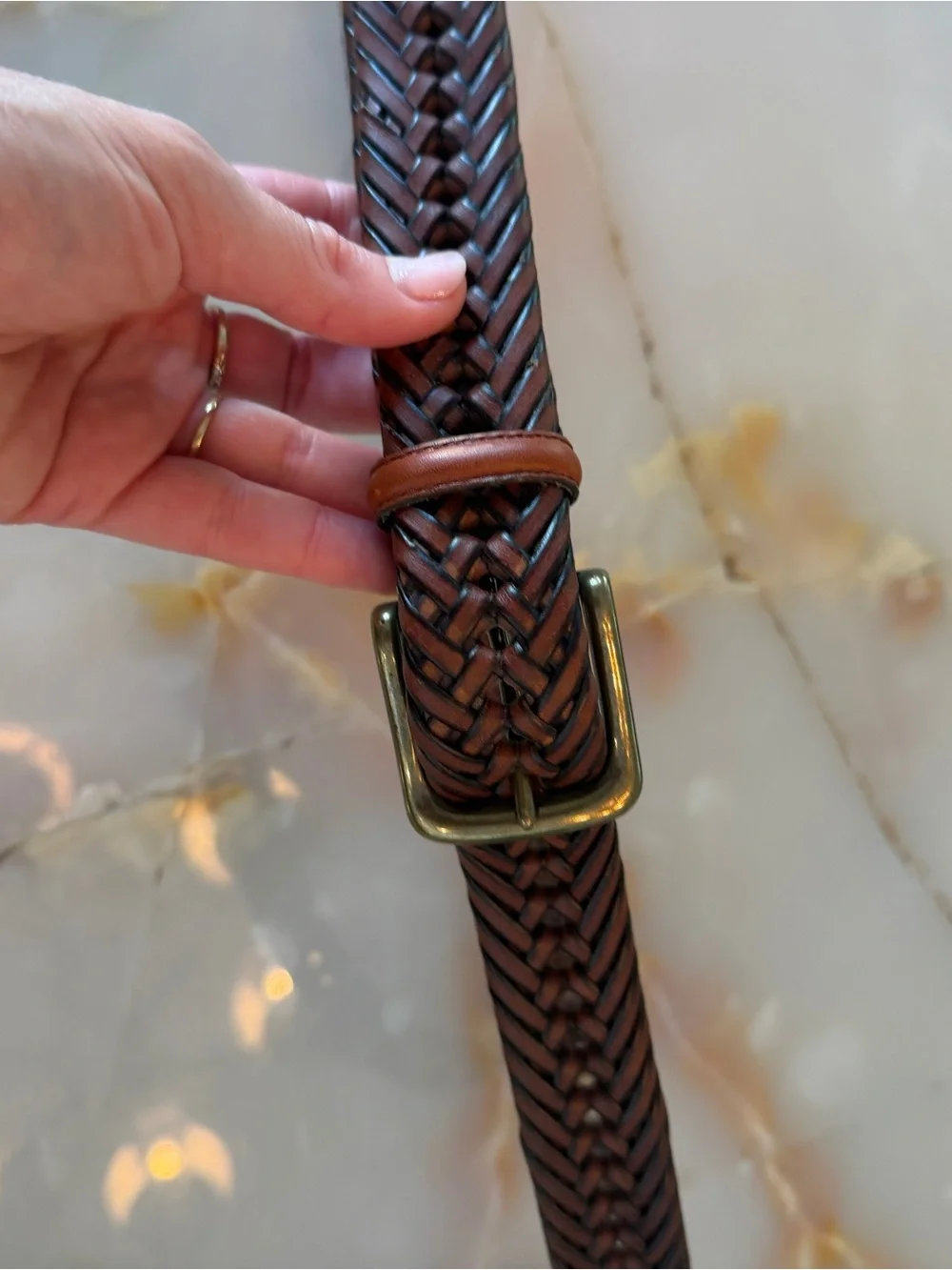 Men’s Brown leather woven Tommy Hilfiger Belt
